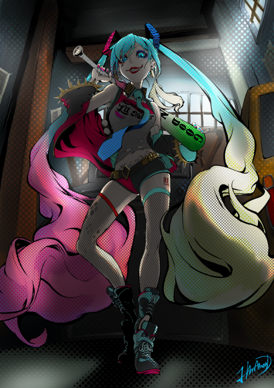 harley quinn+hatsune miku