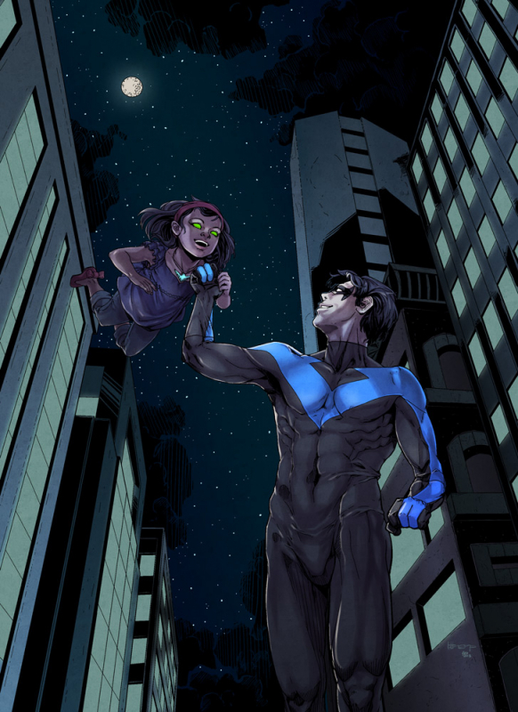 dick grayson+nightstar+nightwing