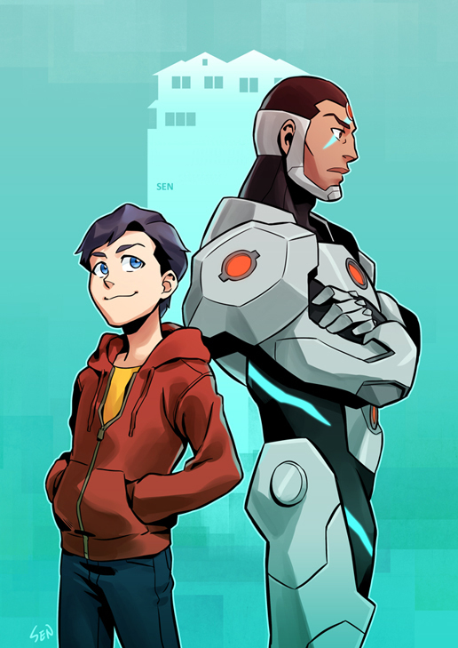 billy batson+cyborg (dc)+victor stone