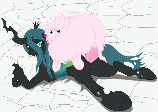 changeling+fluffle puff+queen chrysalis (mlp)