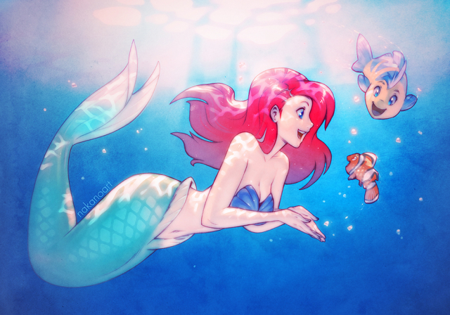 ariel (disney)+flounder (the little mermaid)+nemo