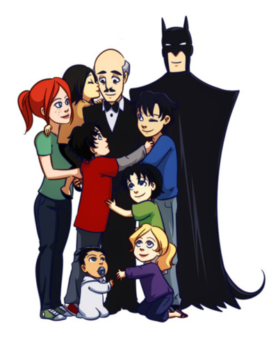 alfred pennyworth+barbara gordon+batman+bruce wayne+cassandra cain+damian wayne+dick grayson+jason todd+stephanie brown+tim drake