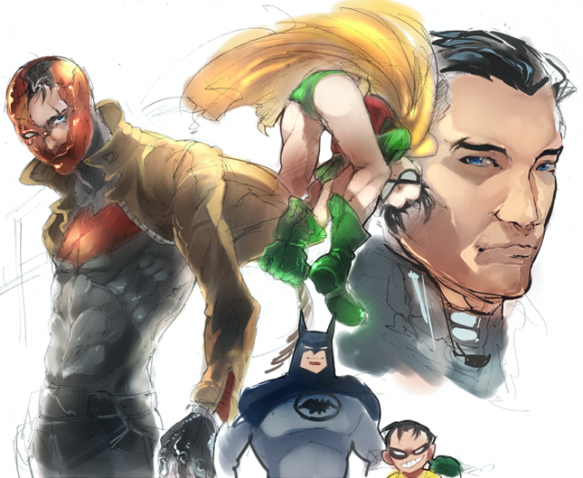 batman+bruce wayne+jason todd+red hood (dc)+robin (dc)