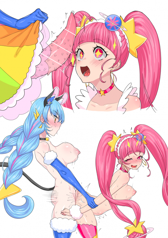 cure cosmo+cure star+hoshina hikaru+yuni (precure)