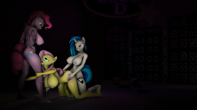 fluttershy (mlp)+pinkie pie (mlp)+vinyl scratch (mlp)