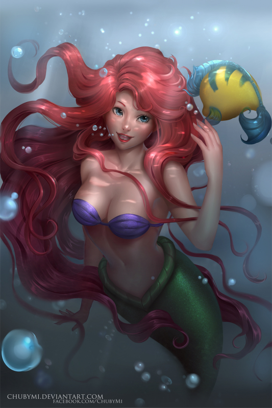 ariel (disney)+flounder (the little mermaid)