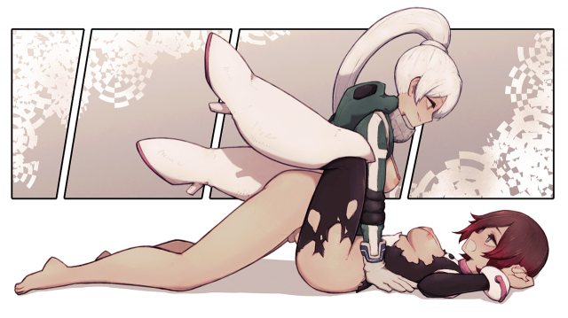 izuku midoriya+ochako uraraka+ruby rose+weiss schnee