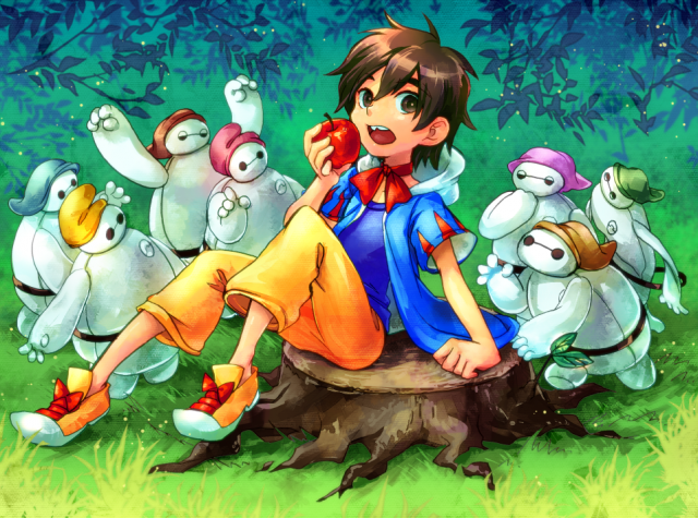 baymax+hiro hamada+snow white (disney)