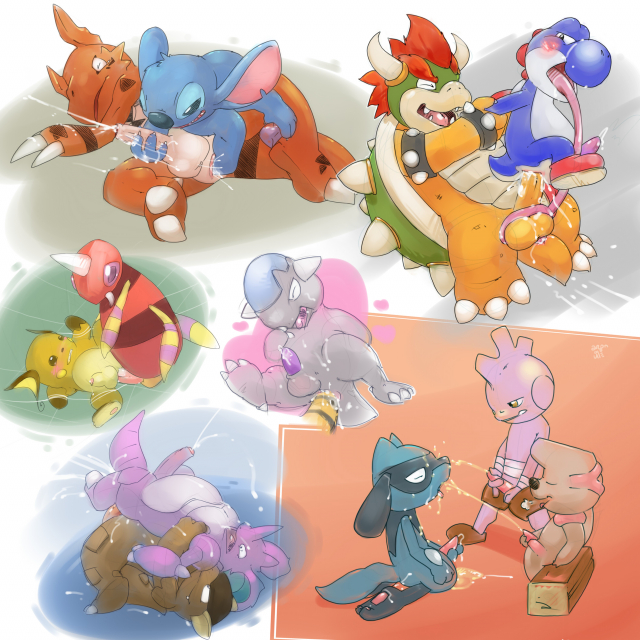 ariados+bowser+cranidos+experiment (species)+guilmon+kangaskhan+koopa+nidoking+raichu+riolu+stitch+timburr+tyrogue+yoshi