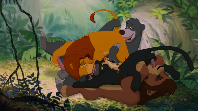 bagheera (jungle book)+baloo+kovu+simba+timon