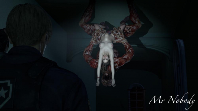 claire redfield+leon scott kennedy+licker