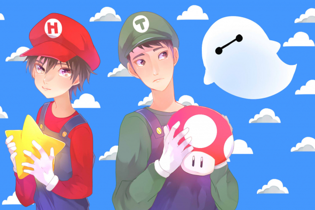 baymax+boo+hiro hamada+luigi+tadashi hamada