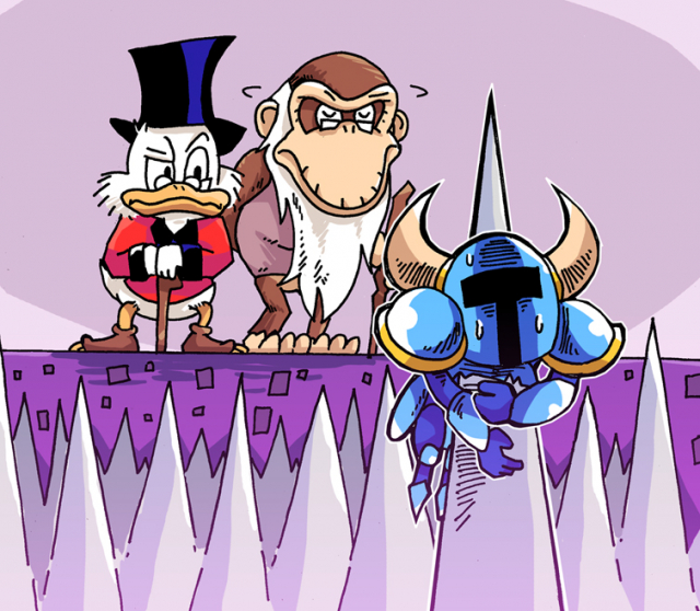 cranky kong+scrooge mcduck+shovel knight (character)