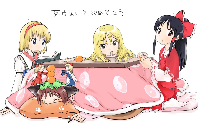 alice margatroid+chen+hakurei reimu+hourai doll+kirisame marisa+shanghai doll