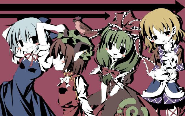 chen+cirno+kagiyama hina+mizuhashi parsee+mystia lorelei+mystia lorelei (bird)