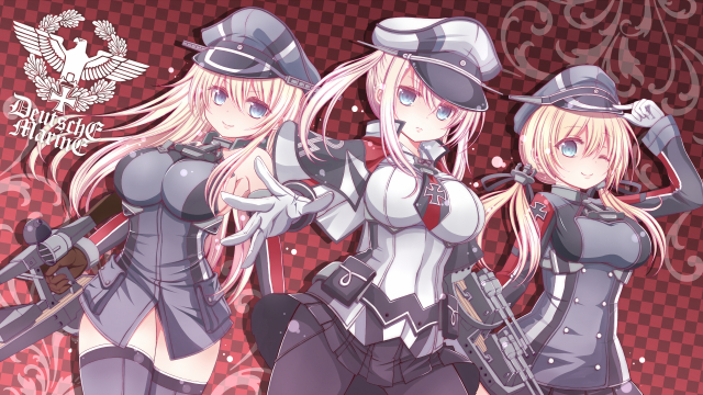 bismarck (kantai collection)+graf zeppelin (kantai collection)+prinz eugen (kantai collection)