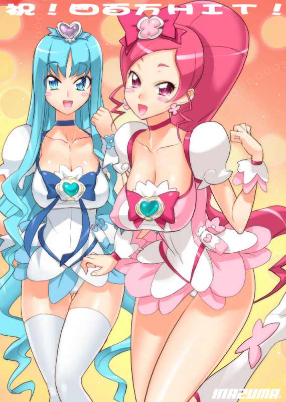 cure blossom+cure marine+hanasaki tsubomi+kurumi erika