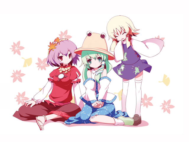 kochiya sanae+moriya suwako+pyonta+yasaka kanako