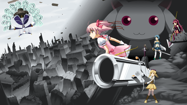 akemi homura+kaname madoka+kyubey+miki sayaka+sakura kyouko+tomoe mami+walpurgisnacht (madoka magica)