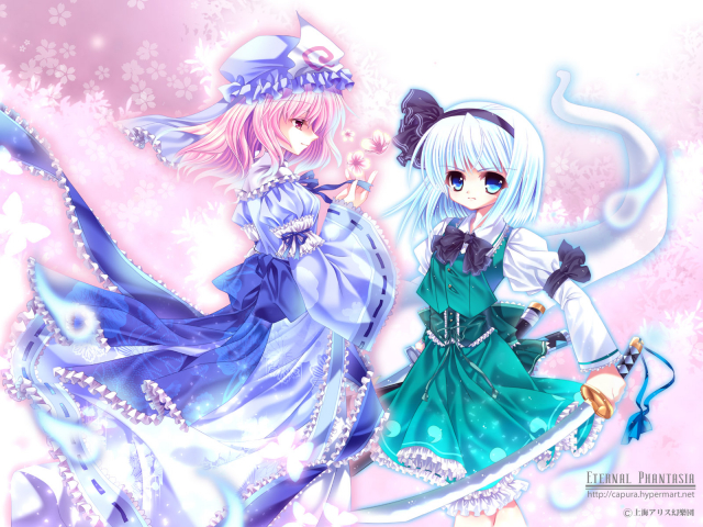 konpaku youmu+konpaku youmu (ghost)+saigyouji yuyuko