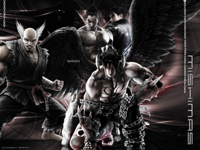 heihachi mishima+jin kazama+kazama jin+kazuya mishima