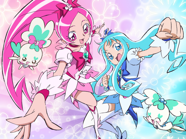 chypre (heartcatch precure!)+coffret (heartcatch precure!)+cure blossom+cure marine+hanasaki tsubomi+kurumi erika
