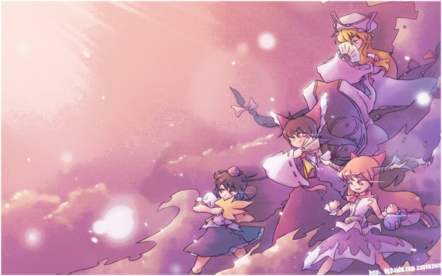 hakurei reimu+ibuki suika+shameimaru aya+yakumo yukari