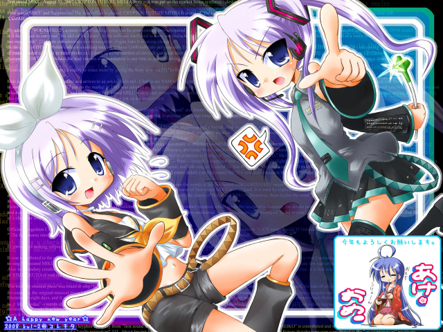 hatsune miku+hatsune miku (cosplay)+hiiragi kagami+hiiragi tsukasa+izumi konata+kagamine len+kagamine rin