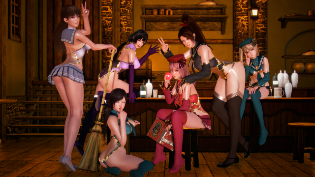 honoka (doa)+ii naotora (sengoku musou)+kasumi (doa)+kokoro (doa)+marie rose+shiranui mai