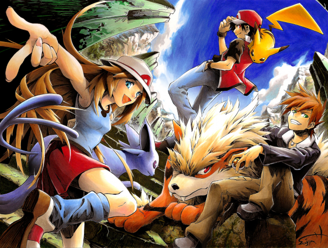 arcanine+blue (pokemon)+espeon+leaf (pokemon)+ookido green+ookido green (hgss)+pikachu+red (pokemon)