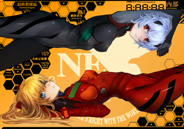 ayanami rei+shikinami asuka langley+souryuu asuka langley