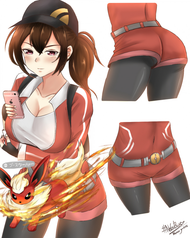 female protagonist (pokemon go)+flareon