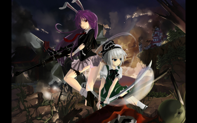 konpaku youmu+konpaku youmu (ghost)+reisen udongein inaba