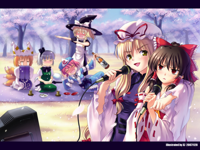 hakurei reimu+kirisame marisa+konpaku youmu+konpaku youmu (ghost)+saigyouji yuyuko+yakumo ran+yakumo yukari