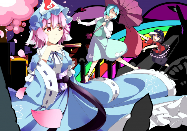 karakasa obake+miyako yoshika+saigyouji yuyuko+tatara kogasa