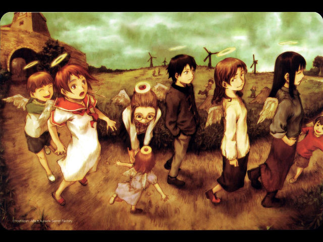 hikari (haibane renmei)+kana+kuu+nemu+rakka+rei (haibane renmei)+reki