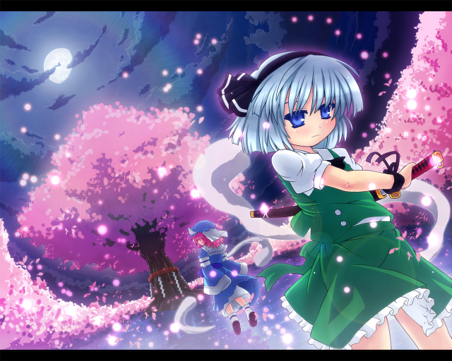 konpaku youmu+konpaku youmu (ghost)+saigyou ayakashi+saigyouji yuyuko