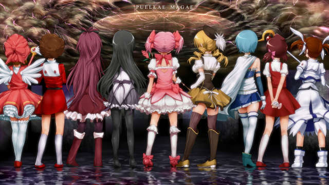 akemi homura+kagami atsuko+kaname madoka+kinomoto sakura+miki sayaka+sakura kyouko+takamachi nanoha+tomoe mami+yumeno sally