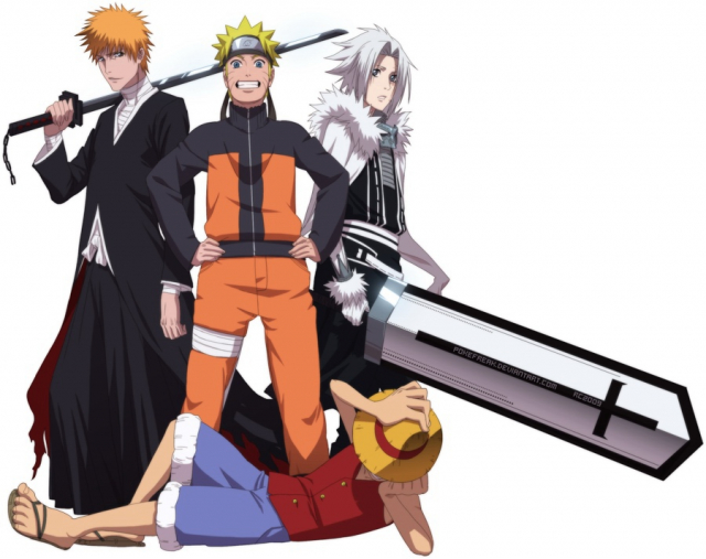 allen walker+kurosaki ichigo+monkey d luffy+uzumaki naruto