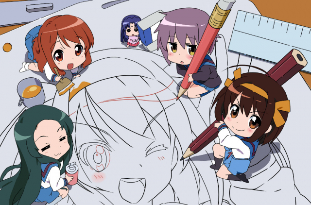 achakura+asahina mikuru+asakura ryouko+nagato yuki+suzumiya haruhi+tsuruya