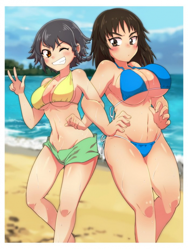 murakami (girls und panzer)+pepperoni (girls und panzer)+wavy