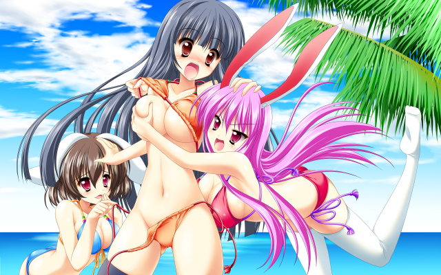 houraisan kaguya+inaba tewi+reisen udongein inaba