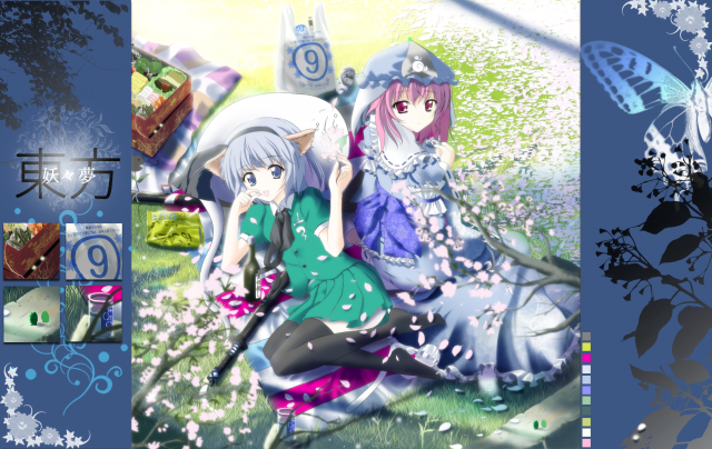 konpaku youmu+konpaku youmu (ghost)+saigyouji yuyuko