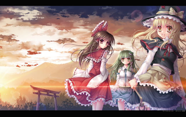 hakurei reimu+kirisame marisa+kochiya sanae