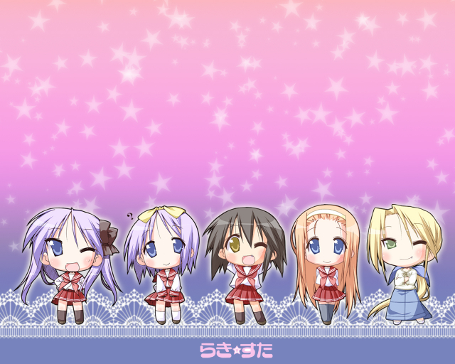 hiiragi kagami+hiiragi tsukasa+kuroi nanako+kusakabe misao+minegishi ayano