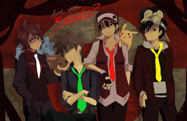 cyndaquil+eevee+gold (pokemon)+ookido green+pikachu+red (pokemon)+silver (pokemon)+totodile