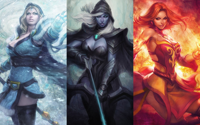 drow ranger+lina (dota 2)+rylai+traxex