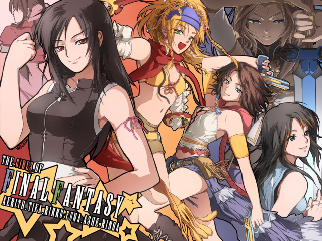 aerith gainsborough+ashelia b'nargin dalmasca+rikku+rinoa heartilly+tifa lockhart+yuna