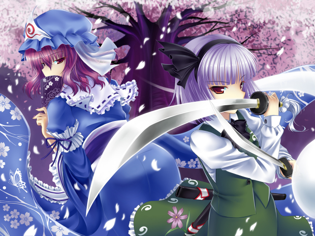 konpaku youmu+konpaku youmu (ghost)+myon+saigyouji yuyuko