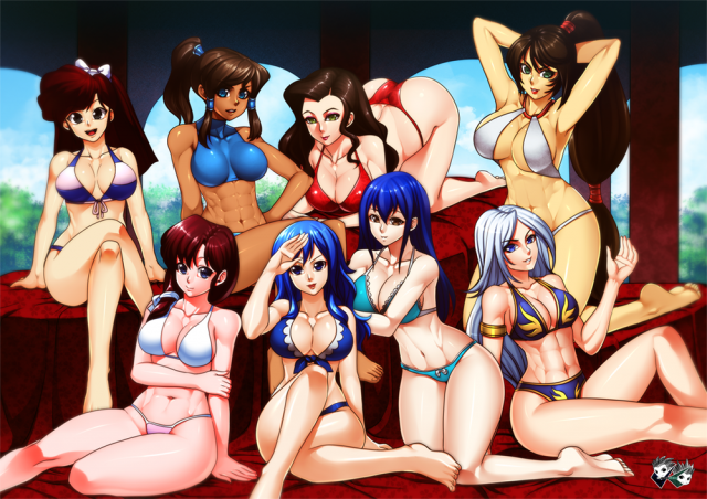 akali+asami sato+ashe (league of legends)+juvia lockser+korra+kuonji ukyou+tendou kasumi+wendy marvell